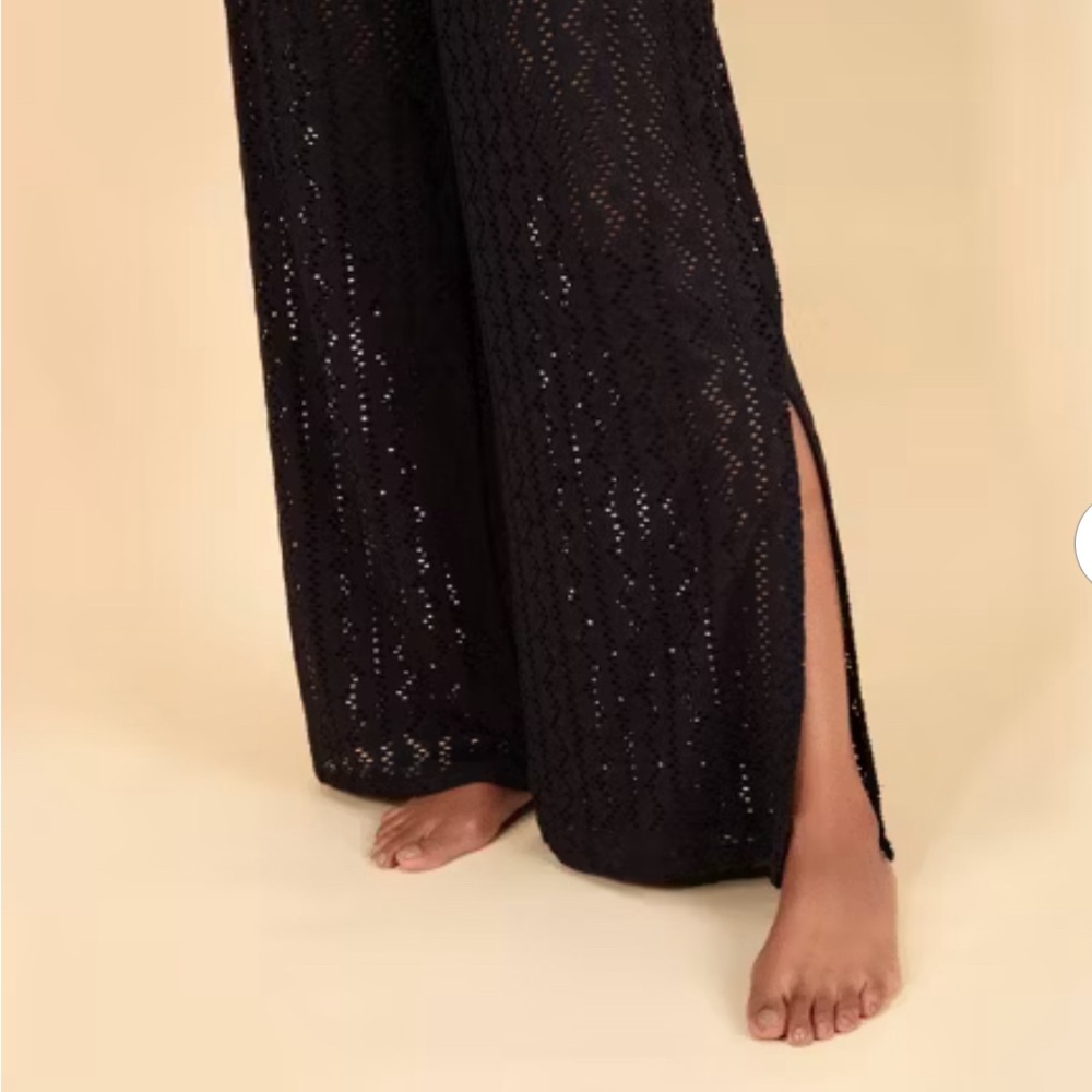 Women's Crochet Side Slit Cover Up Pants - Picture 3 of 6